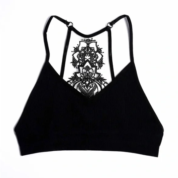 Three Bird Nest Black Tattoo Bralette - Picture 4 of 8
